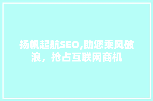 扬帆起航SEO,助您乘风破浪，抢占互联网商机