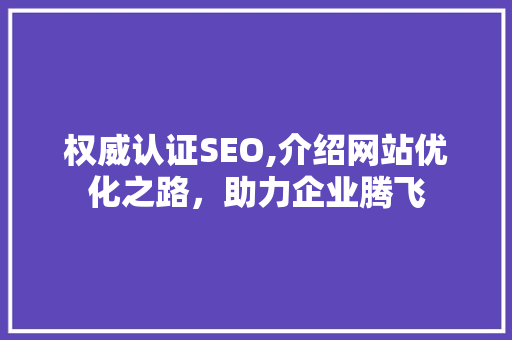 权威认证SEO,介绍网站优化之路，助力企业腾飞