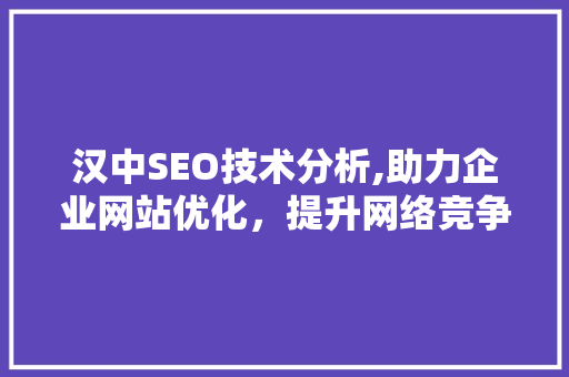 汉中SEO技术分析,助力企业网站优化，提升网络竞争力 电脑故障维修