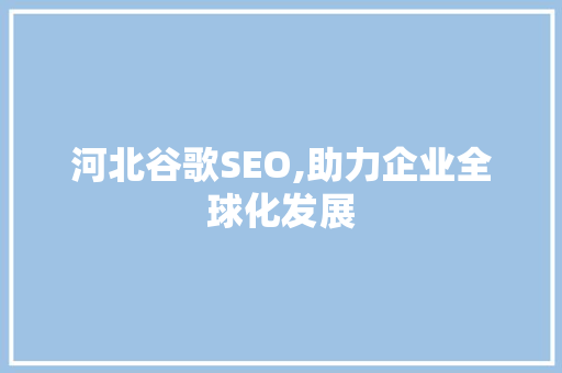 河北谷歌SEO,助力企业全球化发展