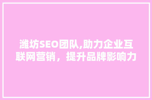 潍坊SEO团队,助力企业互联网营销,提升品牌影响力 潍坊SEO团队,助力企业互联网营销,提升品牌影响力