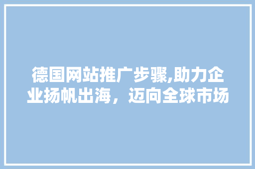 德国网站推广步骤,助力企业扬帆出海，迈向全球市场