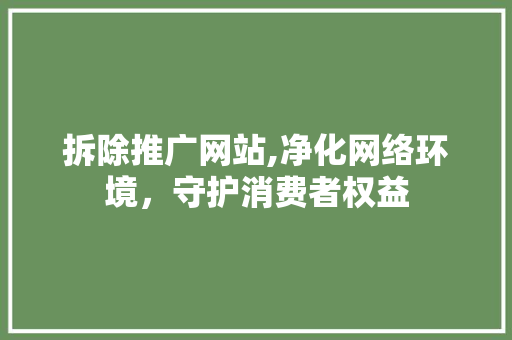 拆除推广网站,净化网络环境，守护消费者权益