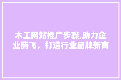 木工网站推广步骤,助力企业腾飞，打造行业品牌新高度 网络技术
