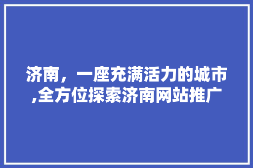 济南，一座充满活力的城市,全方位探索济南网站推广步骤