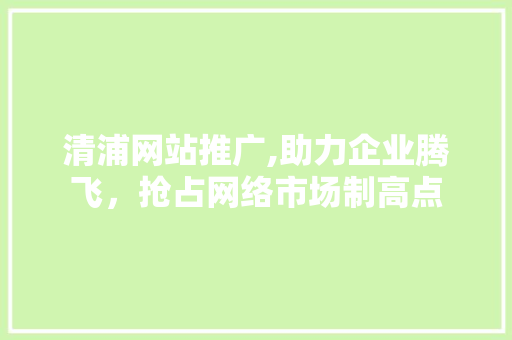 清浦网站推广,助力企业腾飞，抢占网络市场制高点