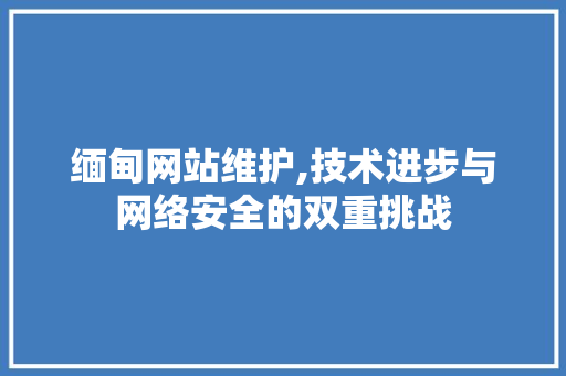 缅甸网站维护,技术进步与网络安全的双重挑战