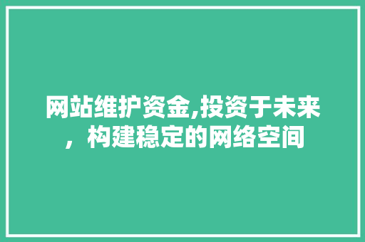 网站维护资金,投资于未来,构建稳定的网络空间 网站维护资金,投资于未来,构建稳定的网络空间
