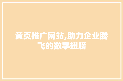 黄页推广网站,助力企业腾飞的数字翅膀