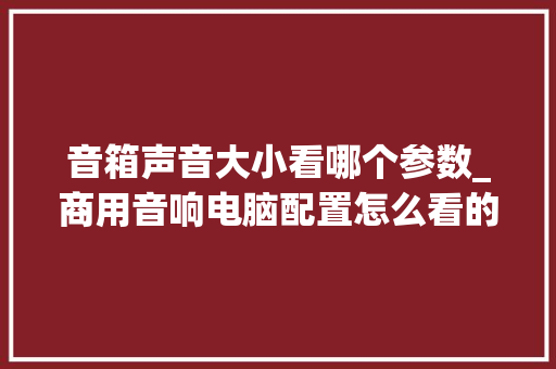 音箱声音大小看哪个参数_商用音响电脑配置怎么看的
