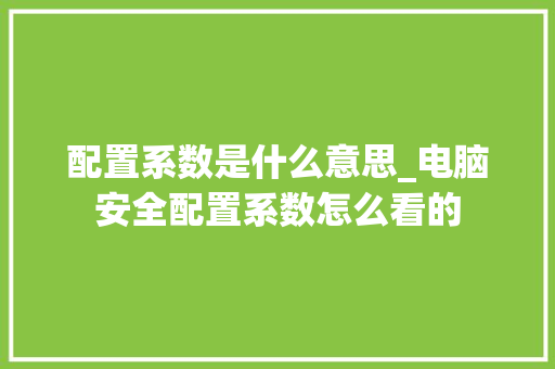 配置系数是什么意思_电脑安全配置系数怎么看的
