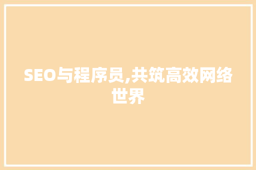 SEO与程序员,共筑高效网络世界