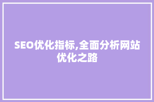 SEO优化指标,全面分析网站优化之路 SEO优化指标,全面分析网站优化之路