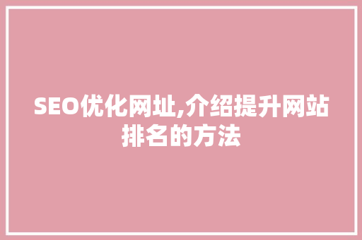 SEO优化网址,介绍提升网站排名的方法 SEO优化网址,介绍提升网站排名的方法