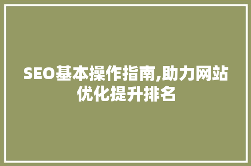 SEO基本操作指南,助力网站优化提升排名