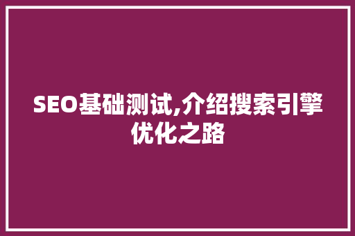 SEO基础测试,介绍搜索引擎优化之路