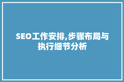 SEO工作安排,步骤布局与执行细节分析