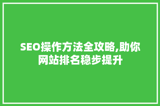 SEO操作方法全攻略,助你网站排名稳步提升
