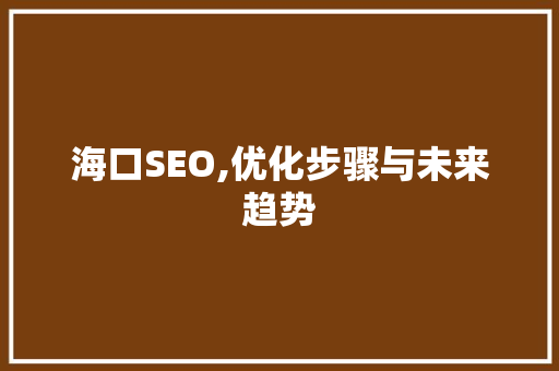 海口SEO,优化步骤与未来趋势