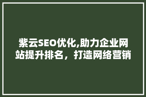 紫云SEO优化,助力企业网站提升排名，打造网络营销新优势