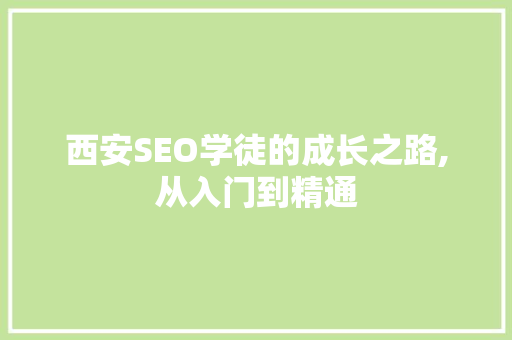 西安SEO学徒的成长之路,从入门到精通