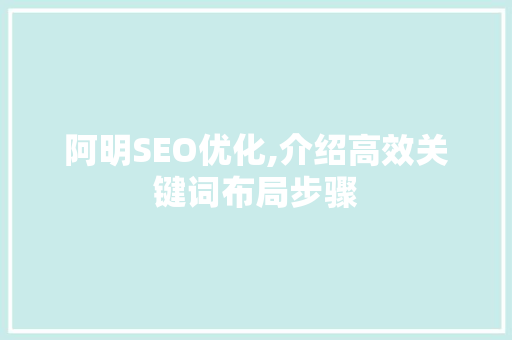 阿明SEO优化,介绍高效关键词布局步骤 阿明SEO优化,介绍高效关键词布局步骤