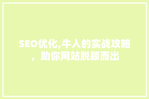 SEO优化,牛人的实战攻略，助你网站脱颖而出
