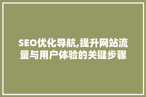 SEO优化导航,提升网站流量与用户体验的关键步骤