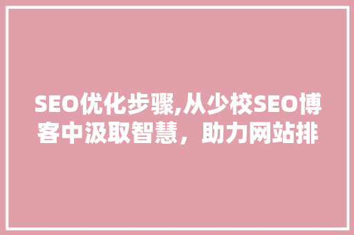 SEO优化步骤,从少校SEO博客中汲取智慧，助力网站排名提升