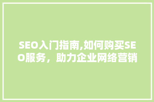 SEO入门指南,如何购买SEO服务，助力企业网络营销