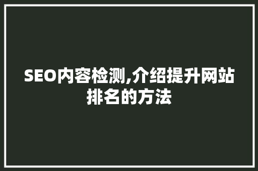 SEO内容检测,介绍提升网站排名的方法 SEO内容检测,介绍提升网站排名的方法