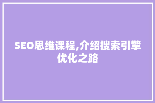 SEO思维课程,介绍搜索引擎优化之路