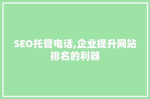 SEO托管电话,企业提升网站排名的利器