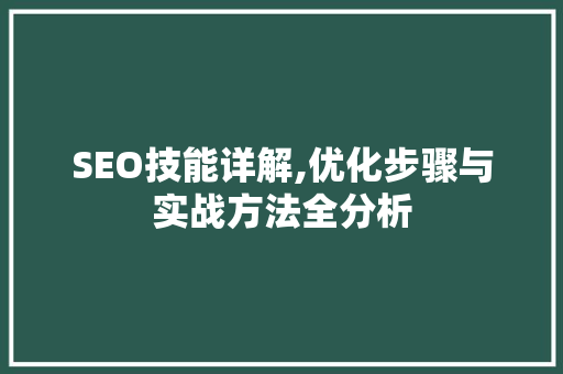 SEO技能详解,优化步骤与实战方法全分析