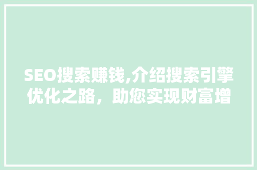 SEO搜索赚钱,介绍搜索引擎优化之路,助您实现财富增长 编程语言 SEO搜索赚钱,介绍搜索引擎优化之路,助您实现财富增长 编程语言