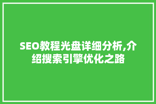 SEO教程光盘详细分析,介绍搜索引擎优化之路 编程语言 SEO教程光盘详细分析,介绍搜索引擎优化之路 编程语言
