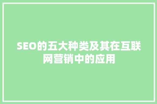 SEO的五大种类及其在互联网营销中的应用