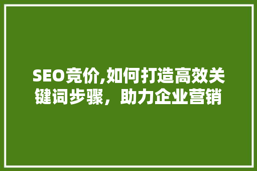 SEO竞价,如何打造高效关键词步骤，助力企业营销