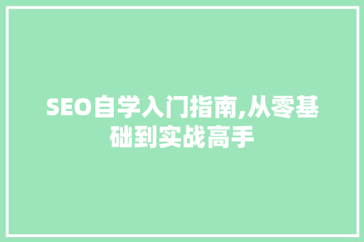 SEO自学入门指南,从零基础到实战高手