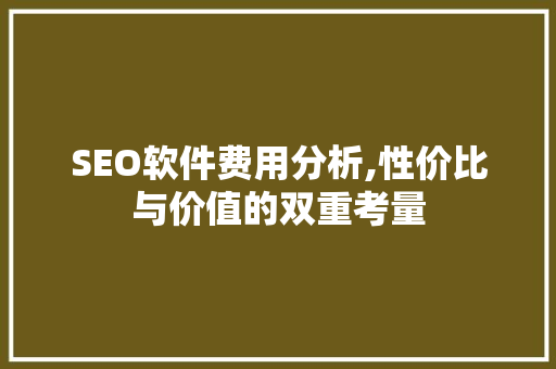 SEO软件费用分析,性价比与价值的双重考量