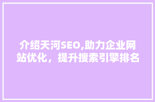 介绍天河SEO,助力企业网站优化，提升搜索引擎排名