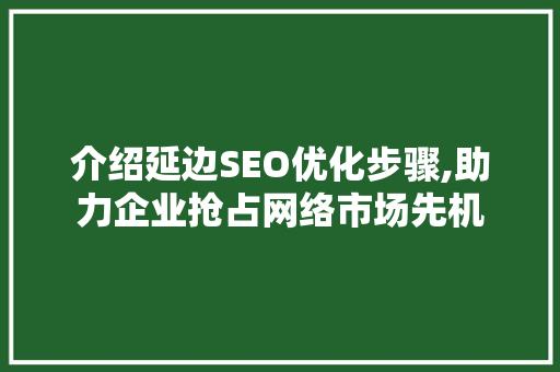 介绍延边SEO优化步骤,助力企业抢占网络市场先机
