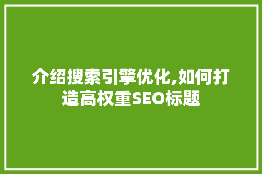 介绍搜索引擎优化,如何打造高权重SEO标题