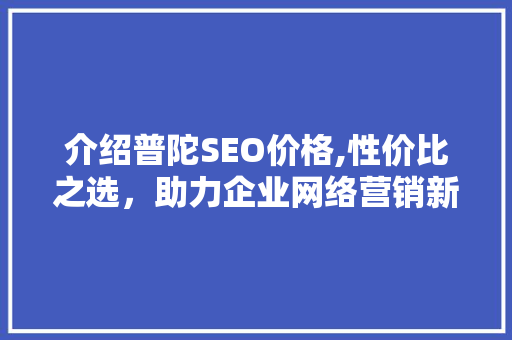 介绍普陀SEO价格,性价比之选，助力企业网络营销新篇章