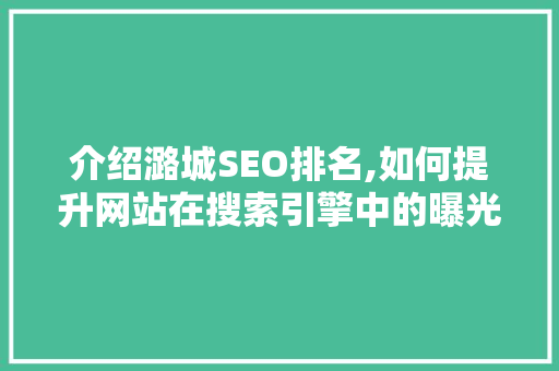 介绍潞城SEO排名,如何提升网站在搜索引擎中的曝光度 网络技术