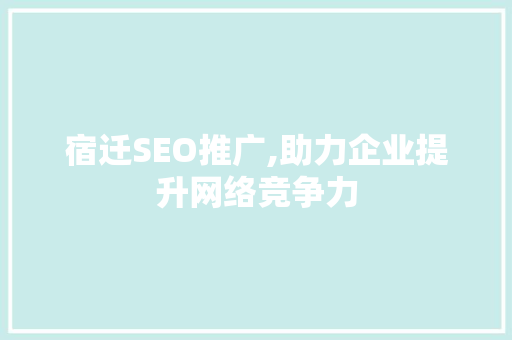 宿迁SEO推广,助力企业提升网络竞争力