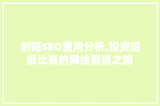 射阳SEO费用分析,投资回报比高的网络营销之路
