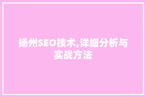 扬州SEO技术,详细分析与实战方法