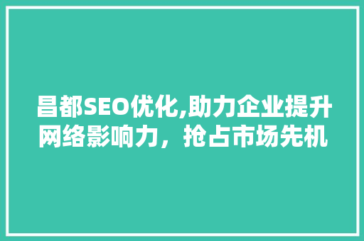 昌都SEO优化,助力企业提升网络影响力，抢占市场先机