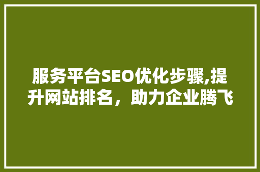服务平台SEO优化步骤,提升网站排名，助力企业腾飞